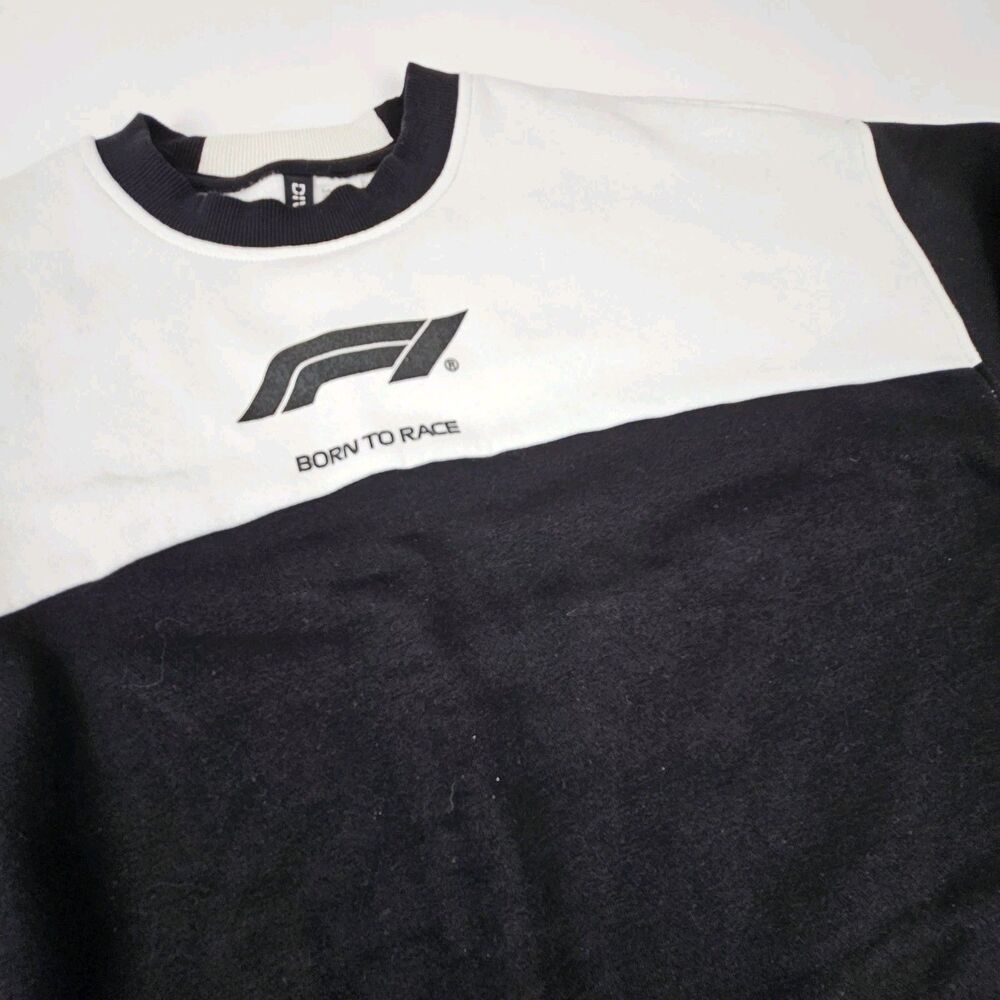 Formula 1 F1 Born To Race Sweatshirt Mens S Black Cream H&M Divided Racing